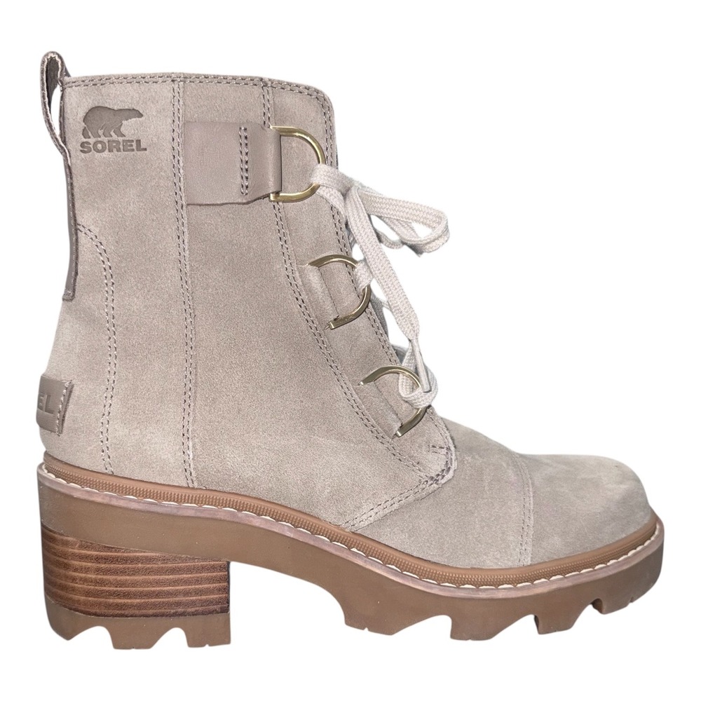 Sorel Womens 7.5‎ Suede Combat Platform Ankle Boots Beige New